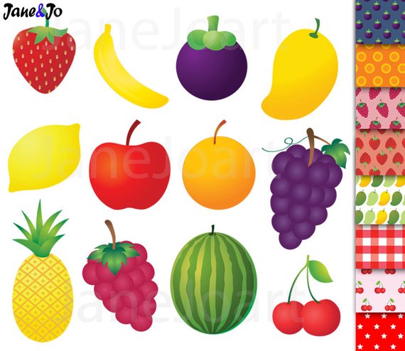 Fruit clipart , Fruit clip art ,pineapple banana orange