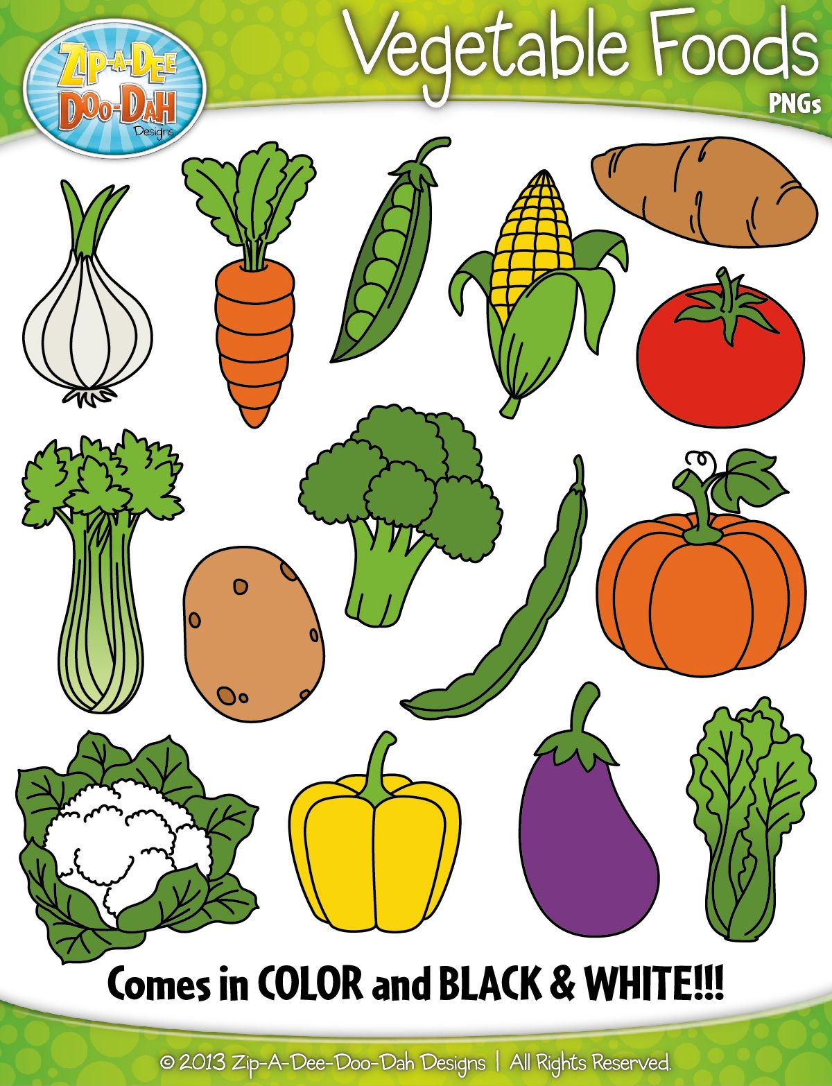 Vegetable foods clipart.