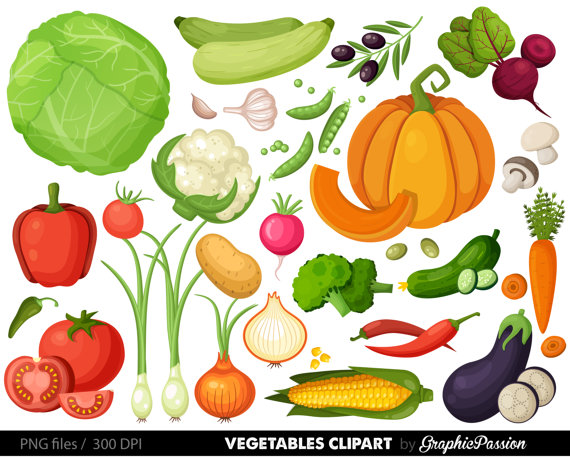 Vegetables clipart digital.