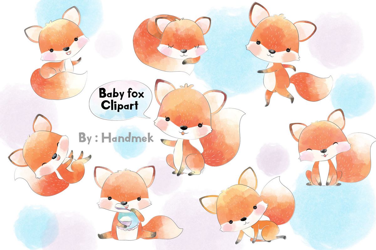 Baby fox clipart.