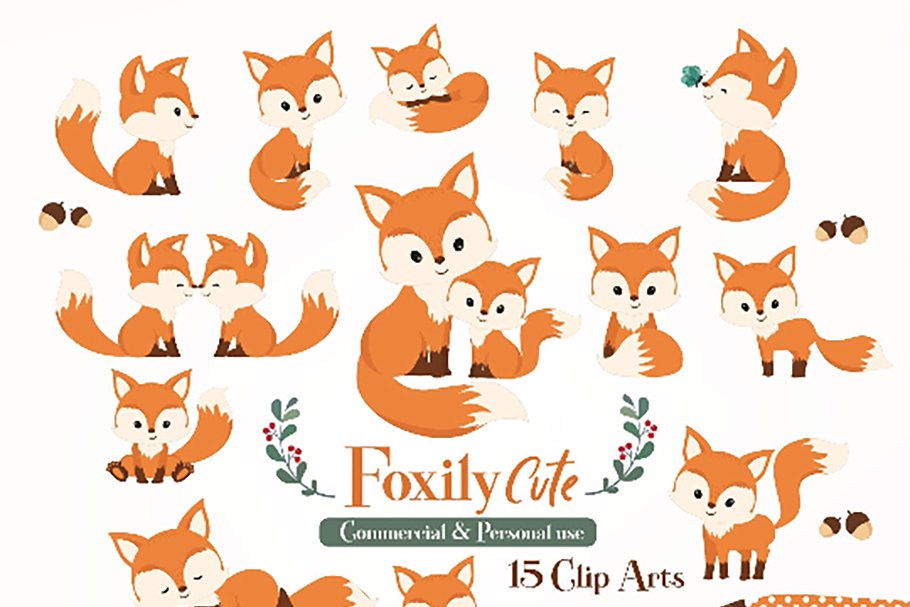 Cute fox clipart Baby Fox, Mommy fox