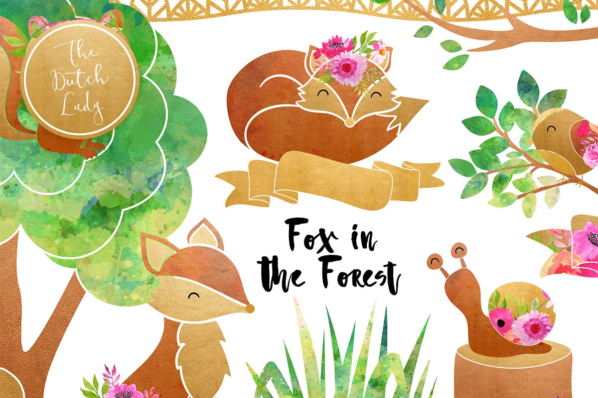 Fox forest clipart.