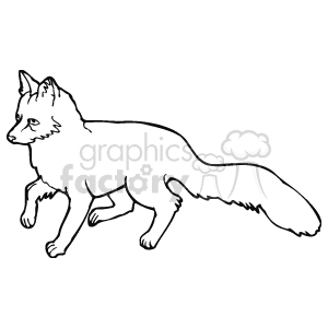 Black and white outline of a fox clipart