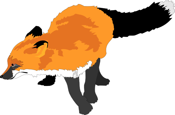 Running fox silhouette.