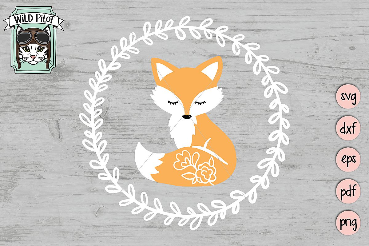 Fox SVG, Cute Fox Cut File, Cute Fox Clipart, Wreath SVG