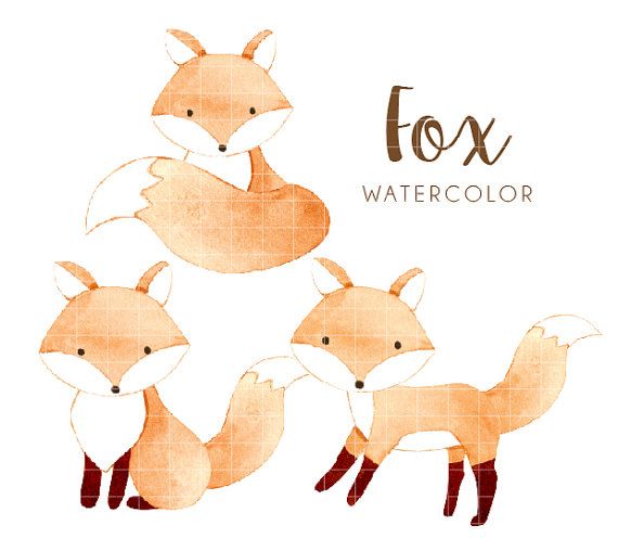 Fox watercolor clipart.