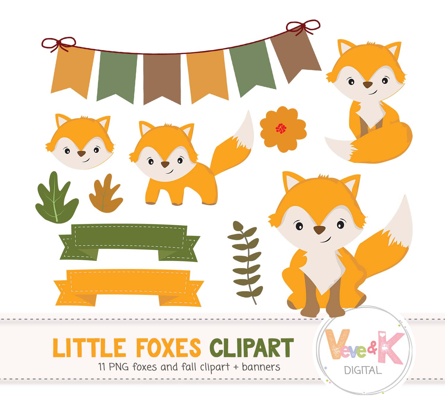 Fox Clip Art, Cute Fox Clipart, Little Foxes Clipart, Forest Creatures,  Forest Critters, Woodland Animals Clipart, Foxes,
