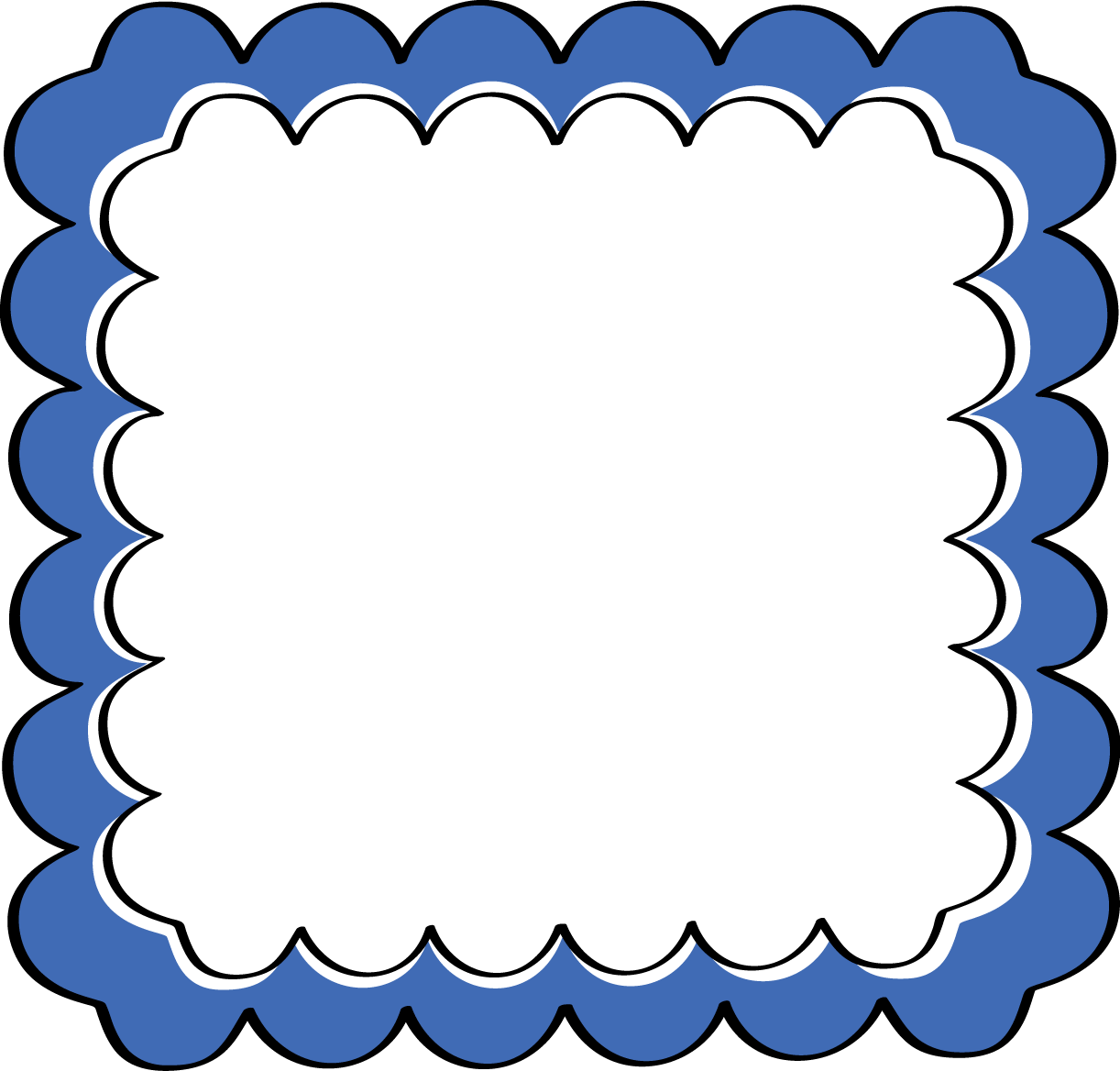 Frame Blue And Black Scalloped With An Inner White clipart