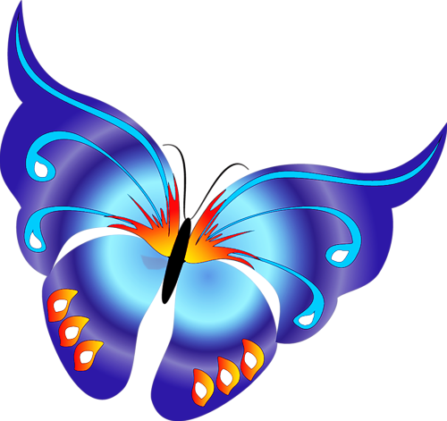 Cartoon blue butterfly.