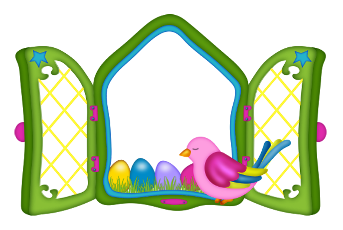 Easter Window with Eggs and Chicken PNG Clipart