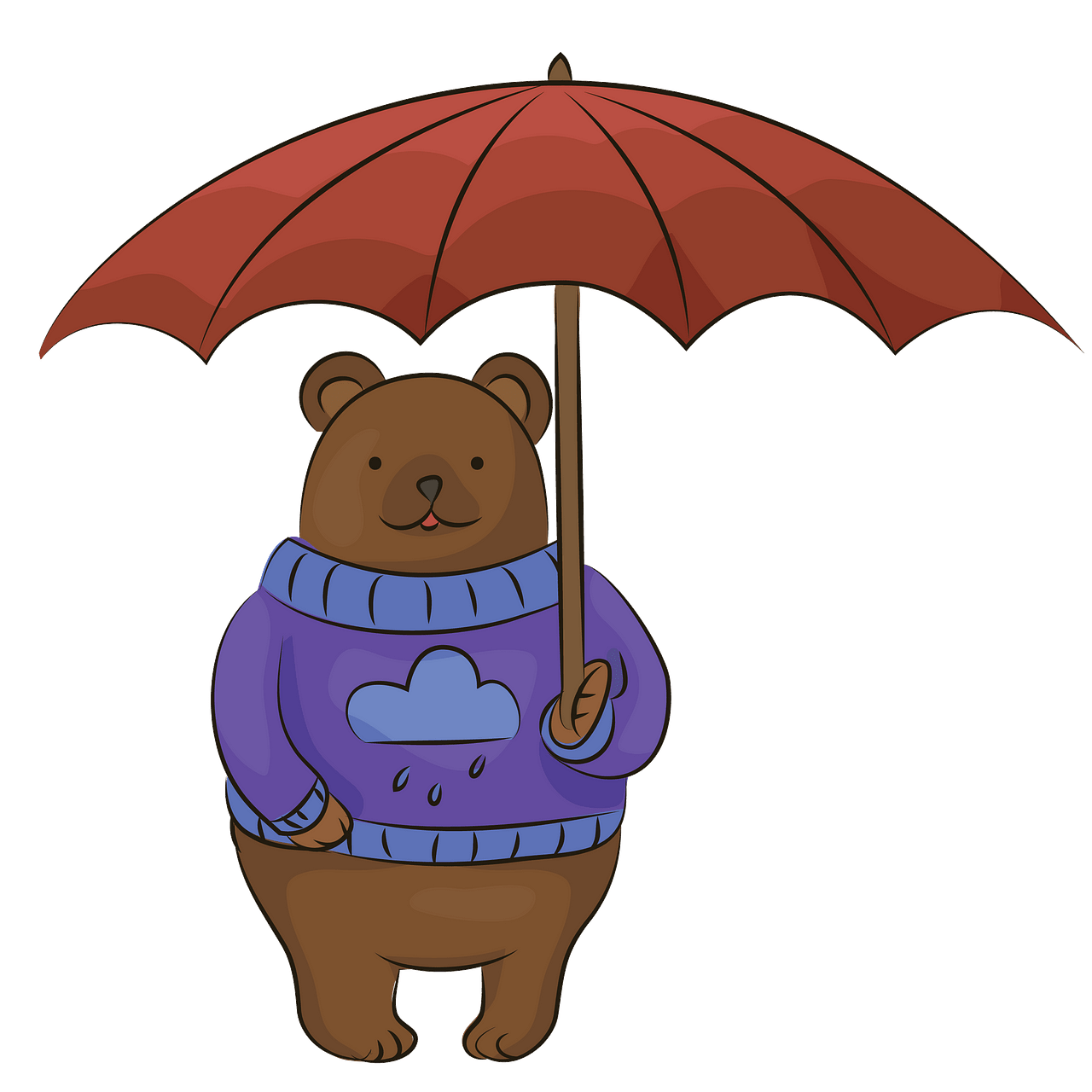 Bear with umbrella clipart