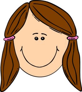 Smiling Girl With Brown Ponytails clip art