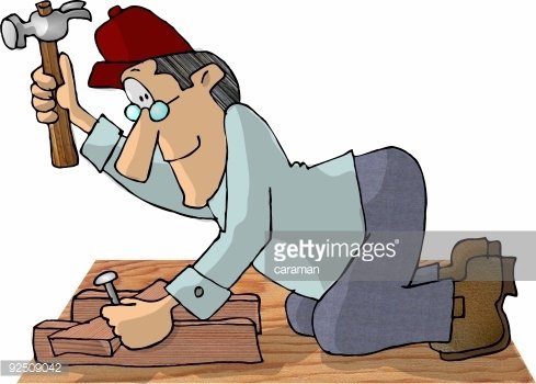 Carpenter using a hammer Clipart Image