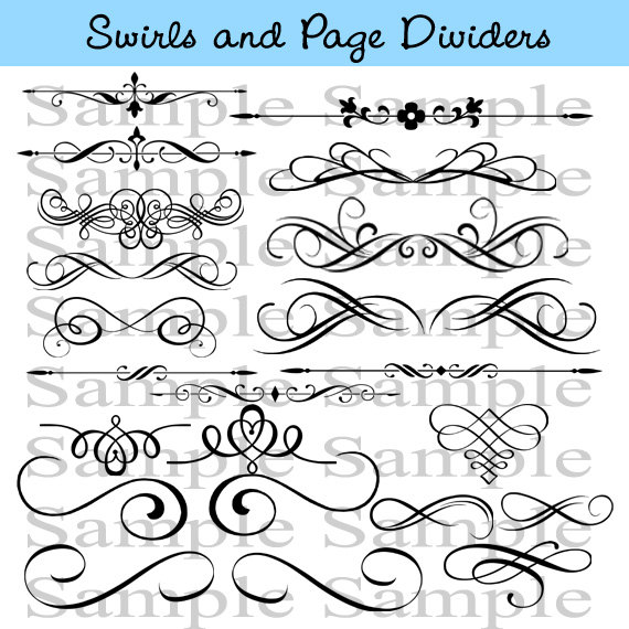 Swirls Wedding Clipart INSTANT DOWNLOAD Calligraphy Design