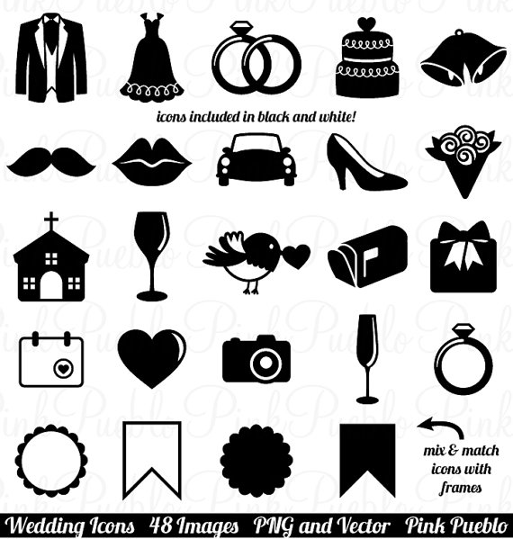 Wedding icons clipart.