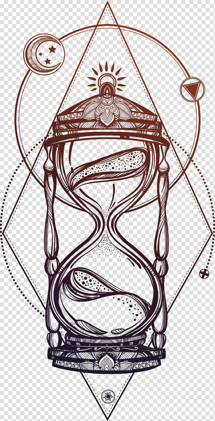 Black and brown hour glass illustration, Drawing Hourglass
