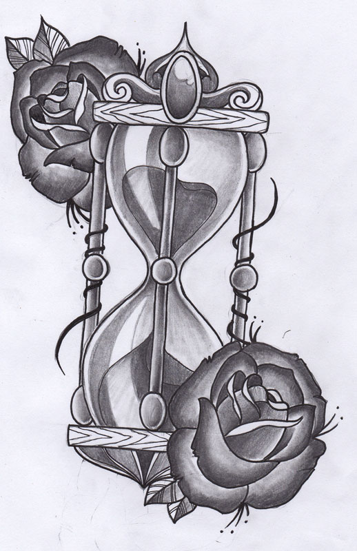 Drawn hourglass shattered.