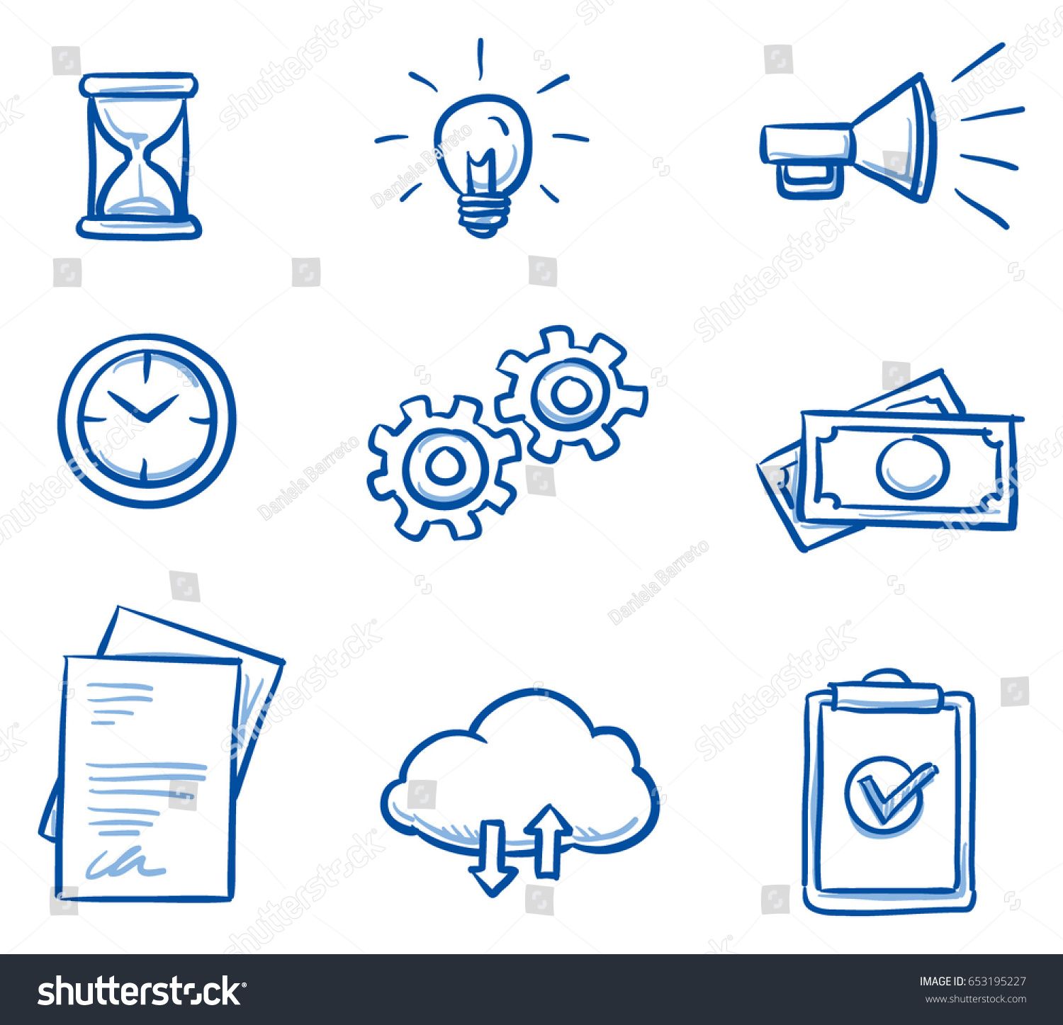 Set with different business icons, as file sharing cloud
