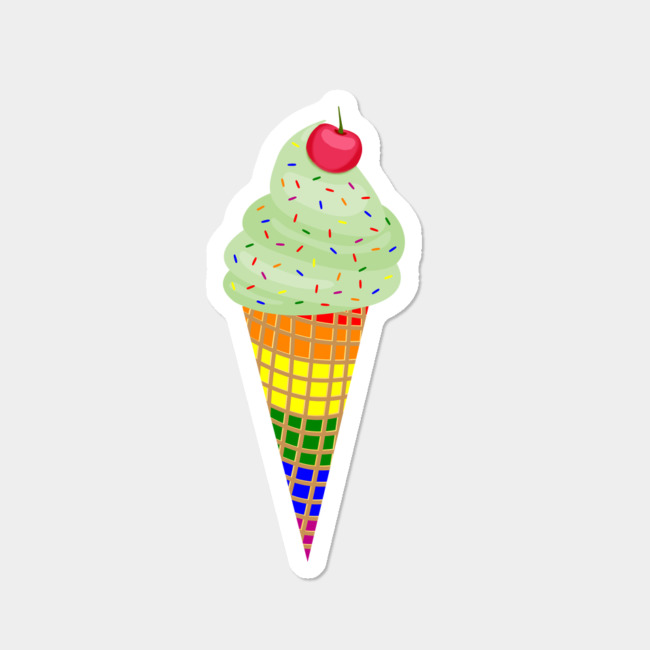 Colorful Ice Cream Cone Design Sticker By Oursunnycdays Design By Humans