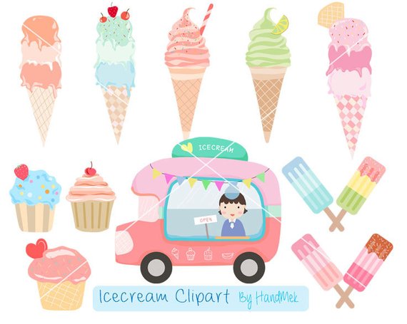Ice cream Clipart, pastel ice cream clipart PNG file