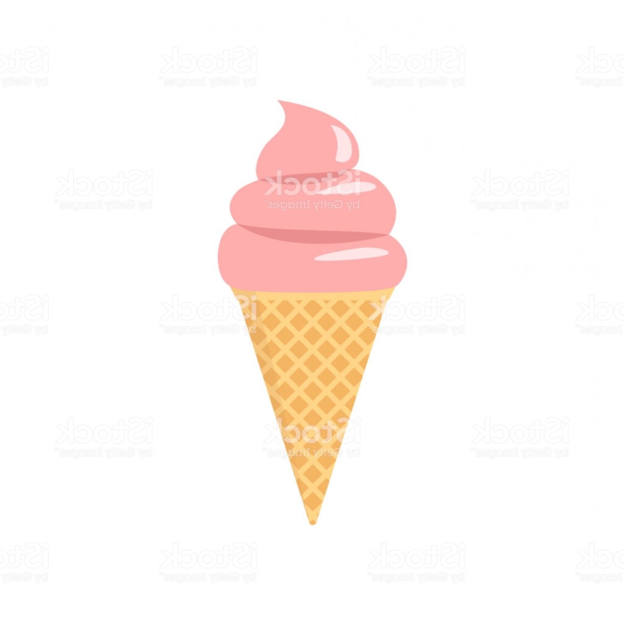 Pink Ice Cream Cartoon Clipart Waffle Ice Cream Cone Vector
