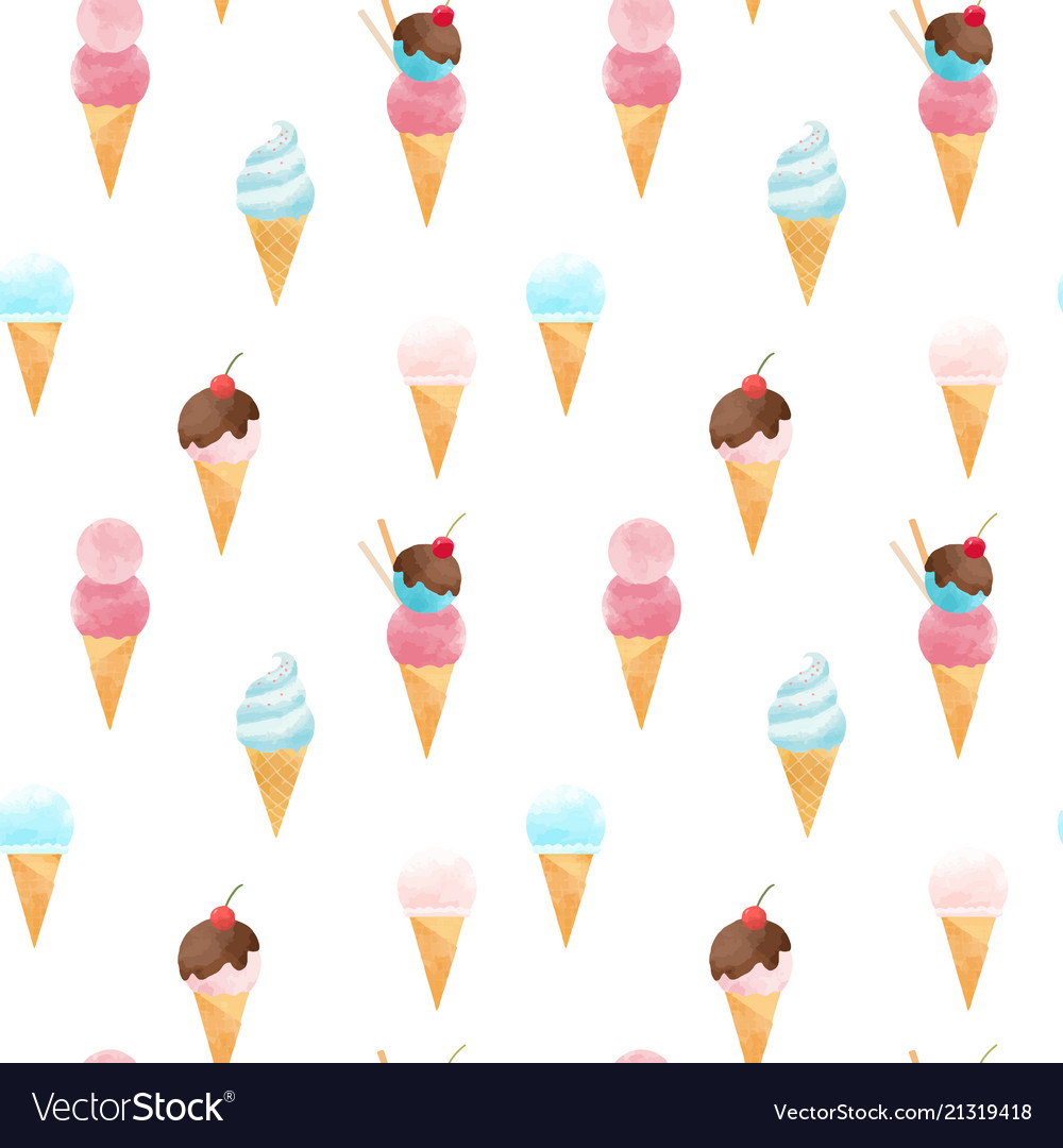 Watercolor ice cream pattern