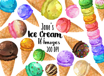 Watercolor Ice cream Clipart