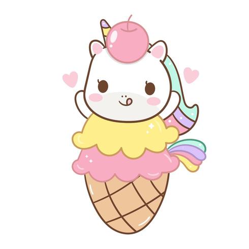 Cute Unicorn in Ice cream Cone