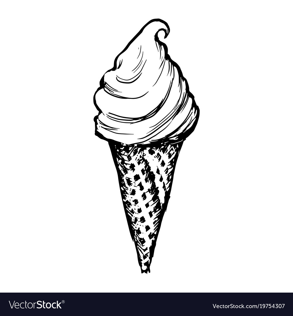 Ice cream waffle cone skecth hand drawn icecream