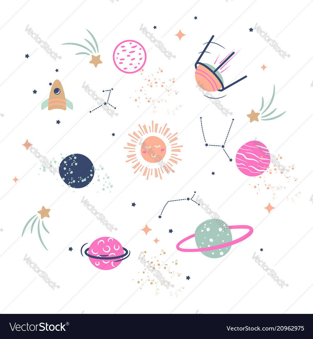 Cute planets clipart for kids