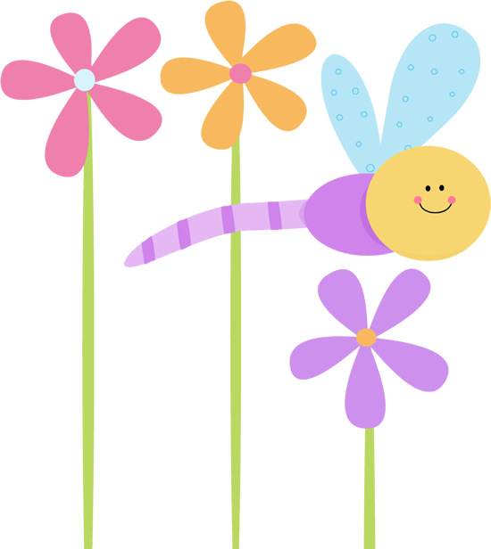 Clipart flowers dragonfly.