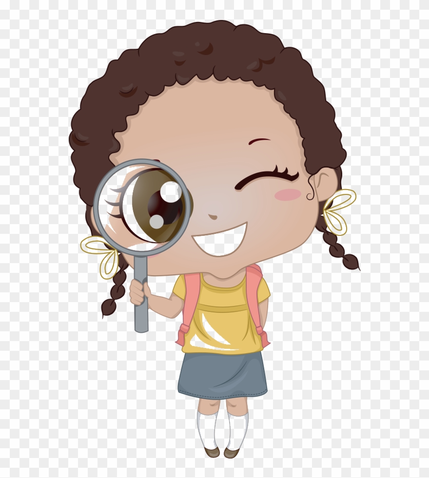 Kid With Magnifying Glass Clipart