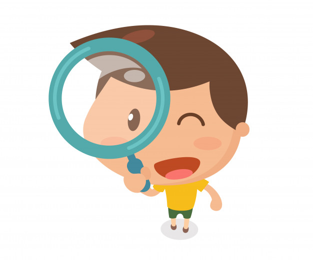 clipart kid magnifying glass