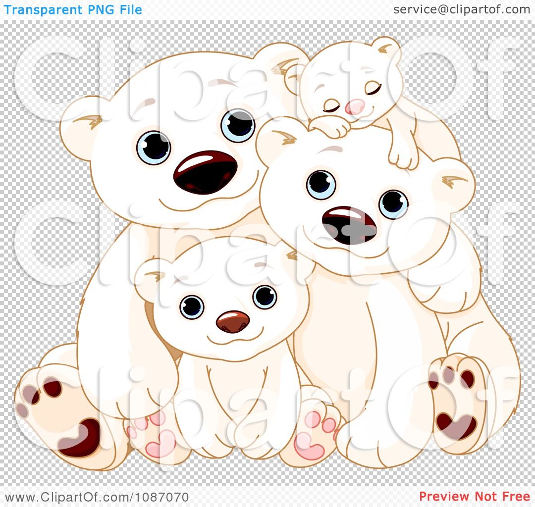Clipart Happy Polar Bear Family Cuddling