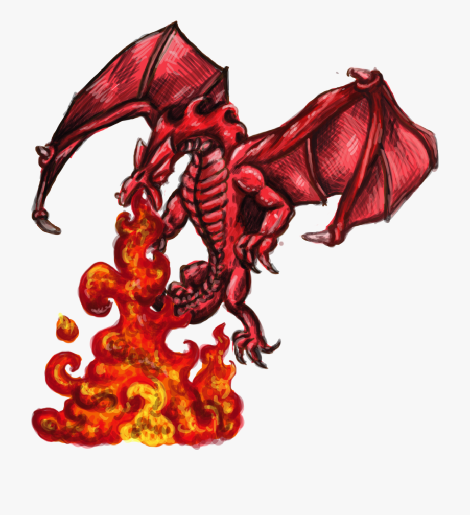 Firebreathing dragon illustration.