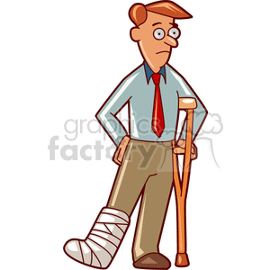 Man with broken leg on crutches clipart