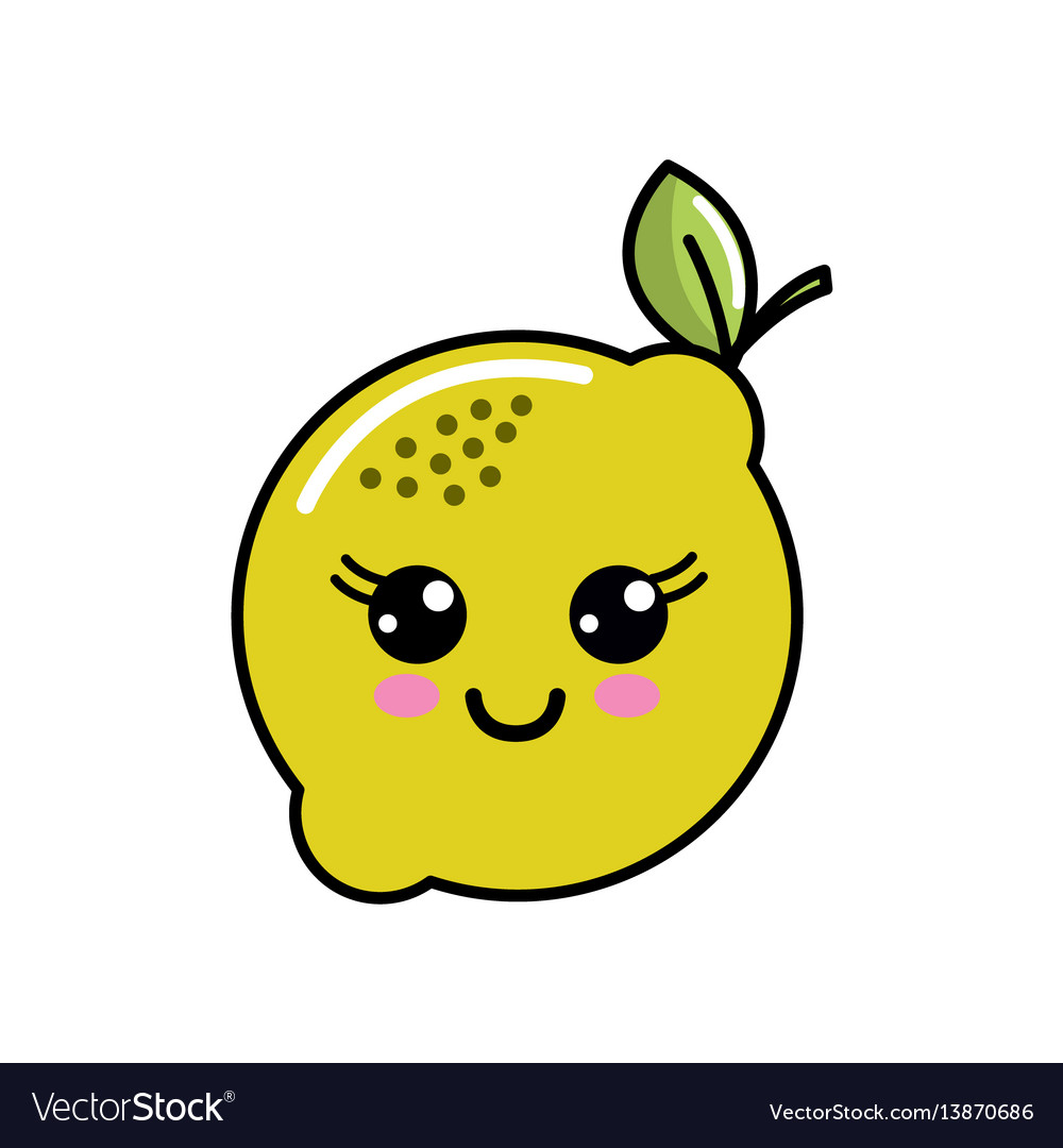 Color kawaii happy lemon icon vector image on VectorStock