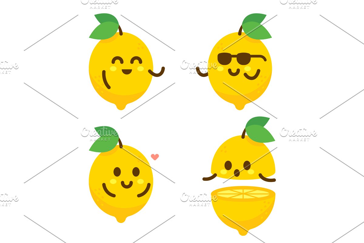Kawaii Lemon Fruit Character