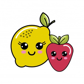 Kawaii happy lemon and strawberry icon Vector