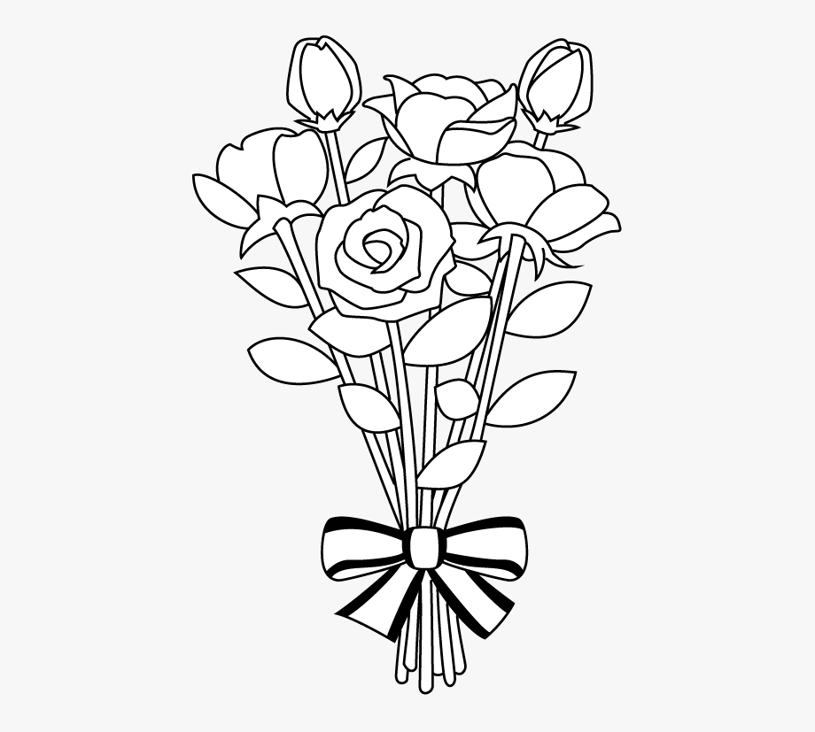 Flower Bouquet Clipart Library Black And White