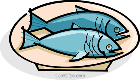 Pescado en un plato libres de derechos ilustraciones de