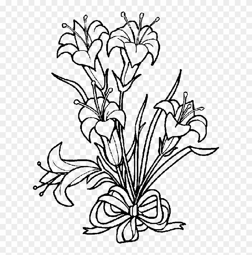 Lily clipart black.