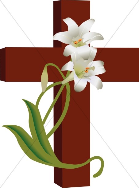 Cross with Lilies Clipart