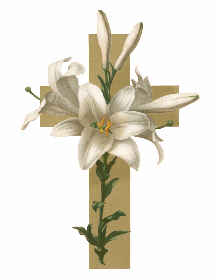 Easter Lily Christian Cross Flower Funeral Clip Art