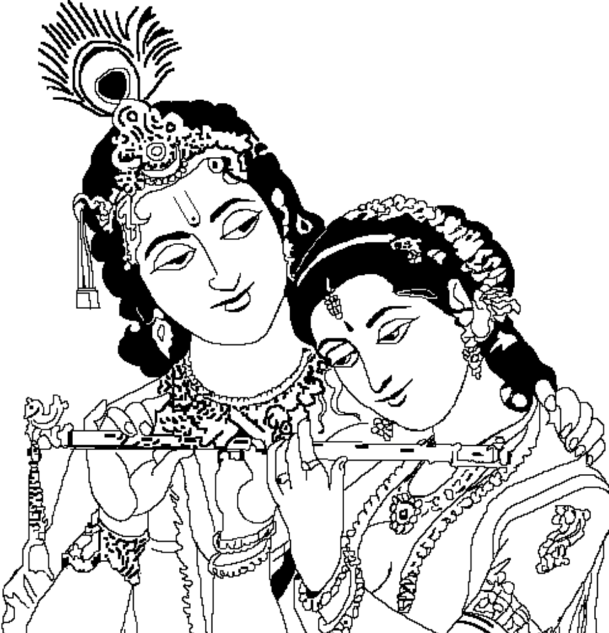 Radha Krishna Black And White PNG Transparent Radha Krishna