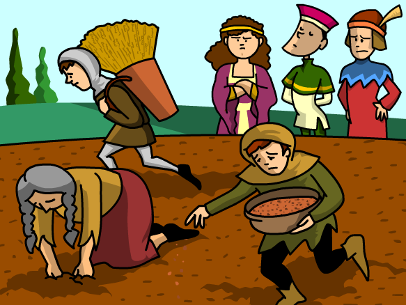 Here is a picture of the peasants working in the fields