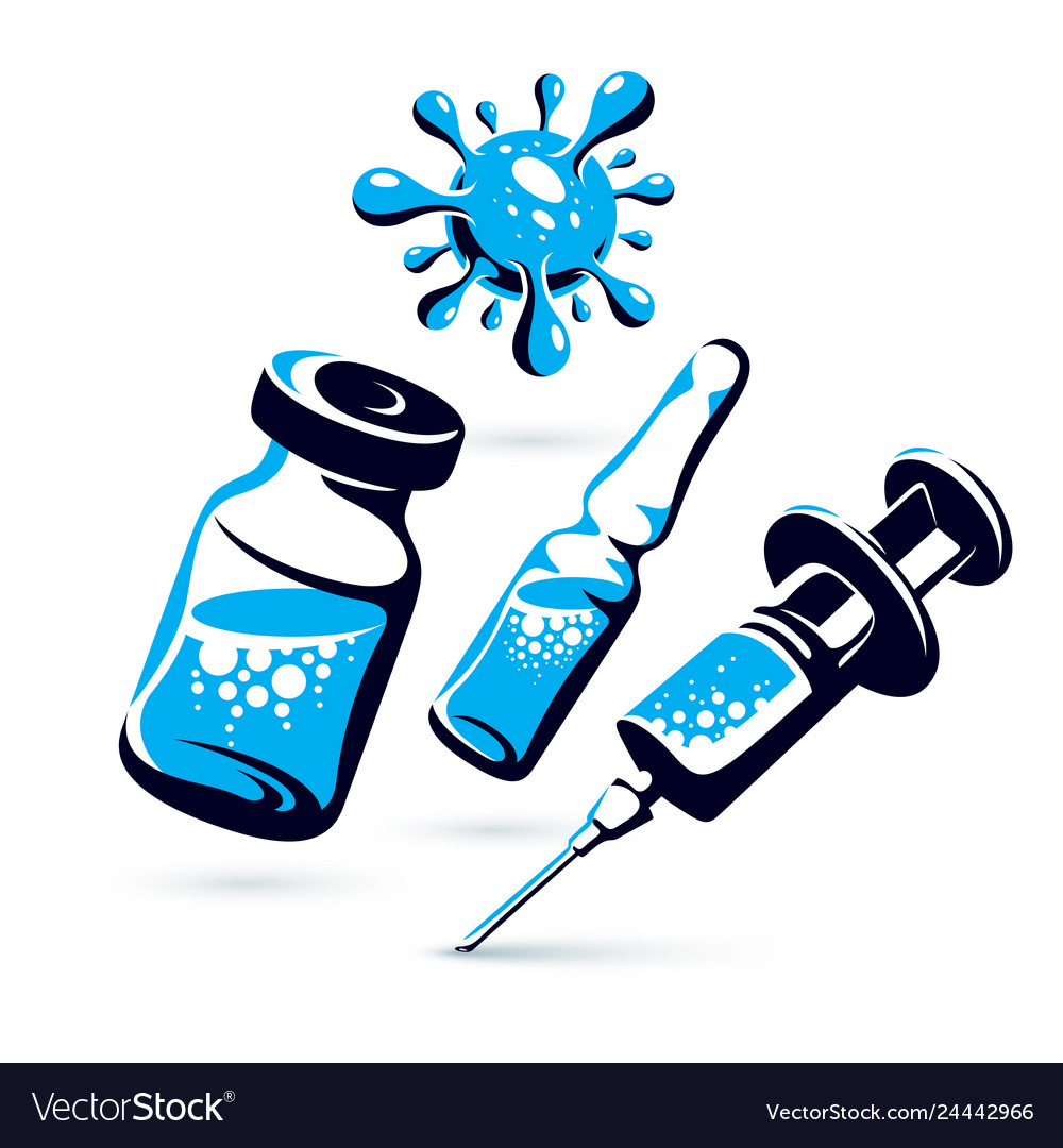 Graphic of vial ampoule with medicine and medical