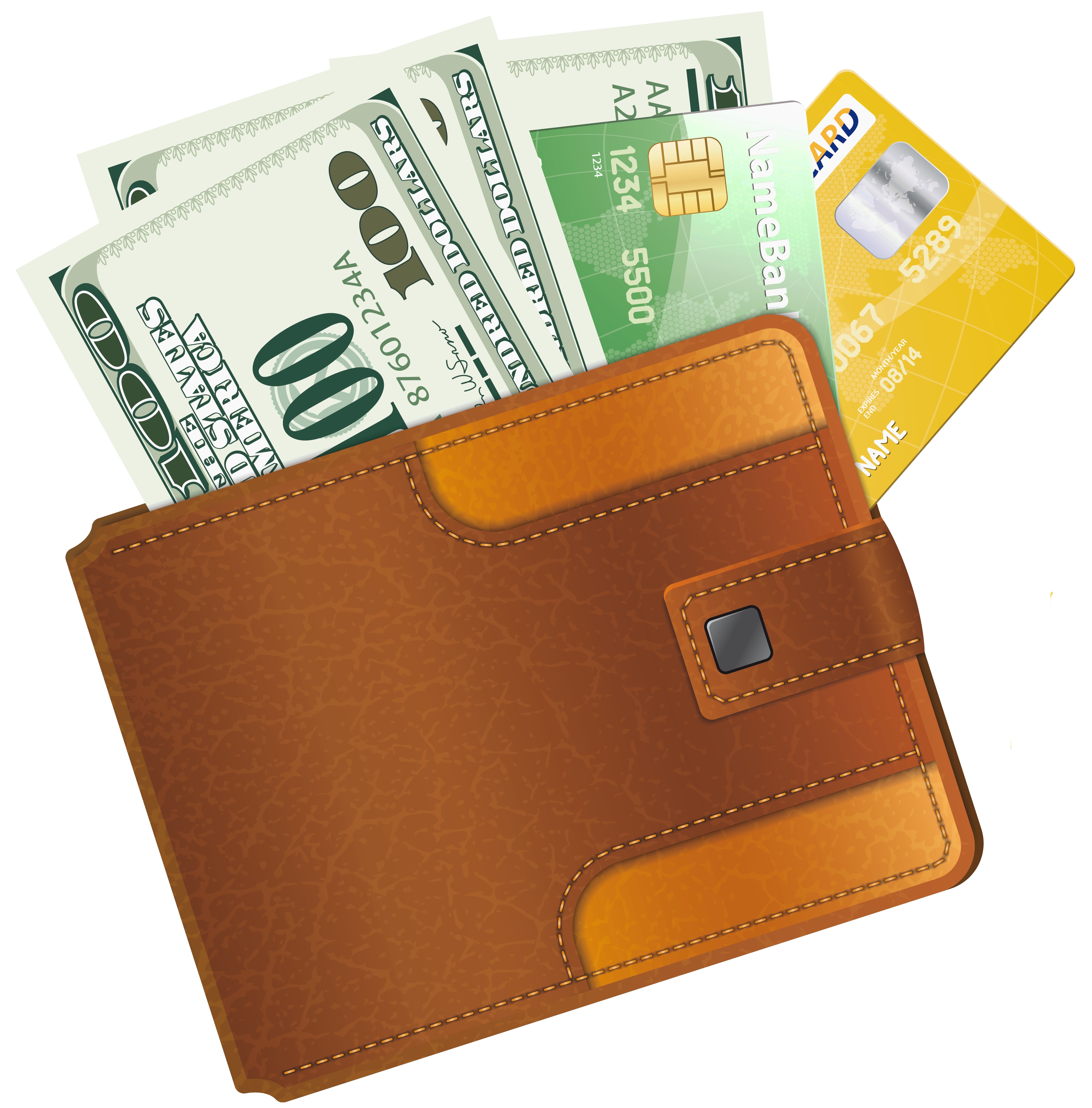 Wallet with Credit Cards and Money Clipart