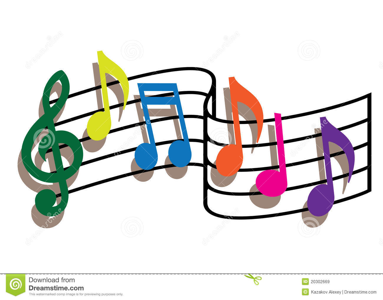 Coloured music note clipart