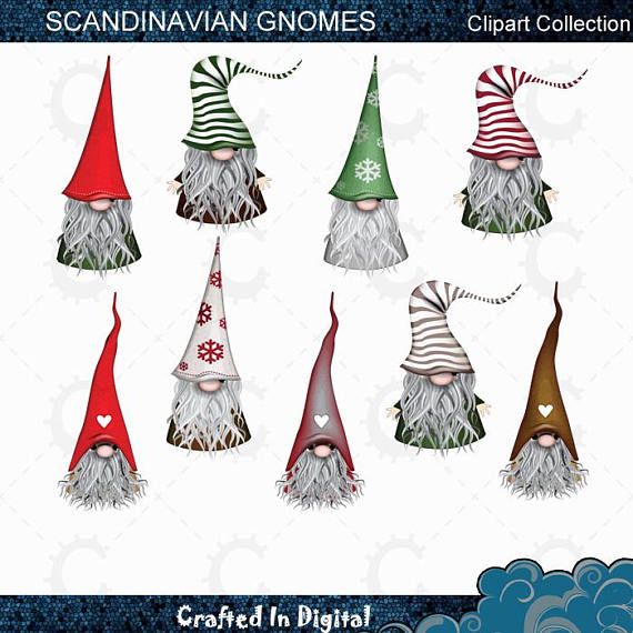 9 Scandinavian Christmas Gnomes, Tomte, Nisse, Santa, Elf